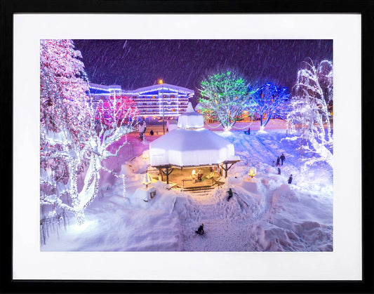 Leavenworth Winter Gazebo Big Snow 26x21 Framed
