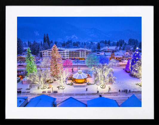 Downtown Leavenworth Winter Overview 26x21 Framed